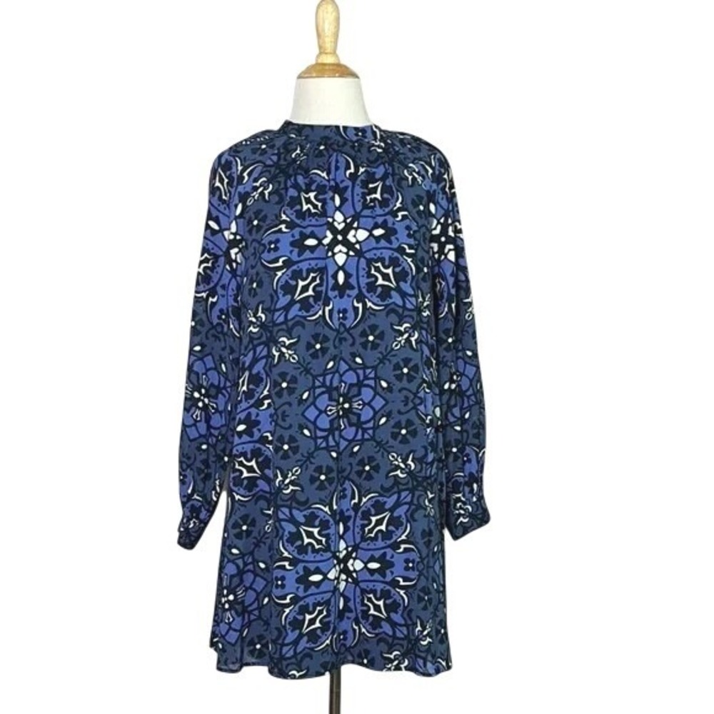 JOIE Women Small Caviar Multi Blue‎ Black Long Sleeve Zariah Dress New Cotton